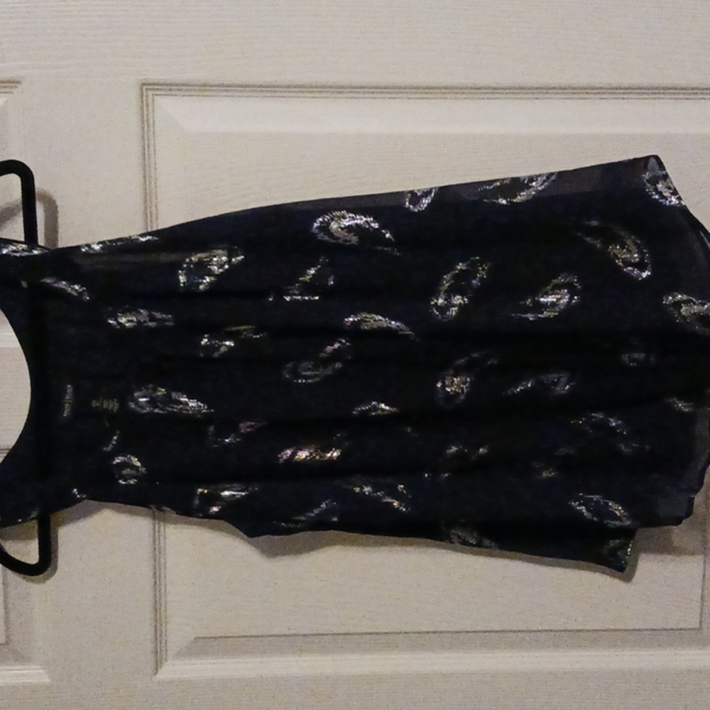 WHBM NWOT SILK Midnight Navy Blue Sleeveless Dress Top  XL
